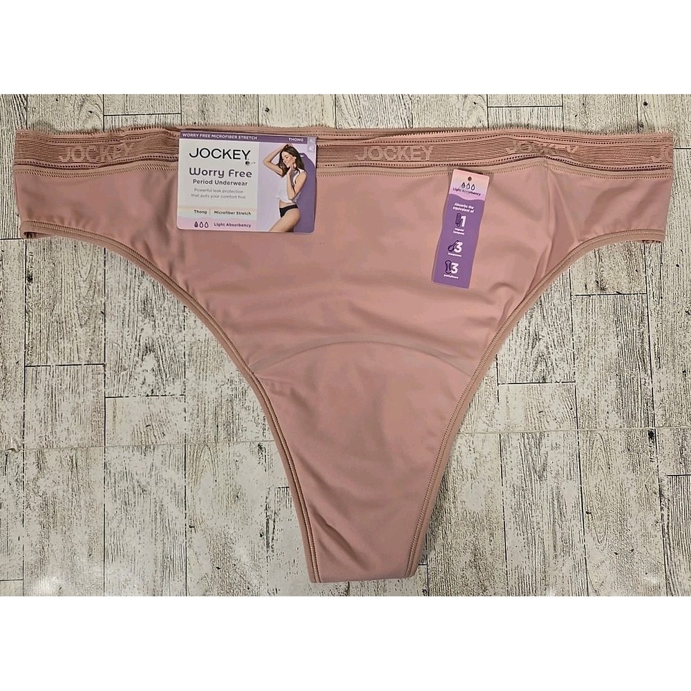 Jockey Period Underwear Thong 4XL Light Absorbency Microfiber Stretch Beige